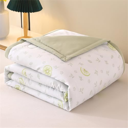 Odot Couette Réversible Ete Legere et Fine, Couette sans Housse Lavable - Douce et Confortable, Légère et Respirante Couverture Quilting d'Été (Citron Vert,180 * 200cm)
