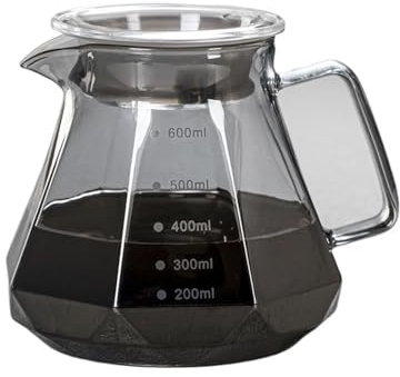 ZIHDKE Kaffeekanne Espresso-Glaskaraffe, Kaffeekanne, Kaffeekanne for Übergießen, Filter, Wasserkocher, Glas, for Teilen von Kaffee(600ml 20 oz)