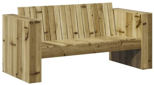 vidaXL Trädgårdsoffa Grön 134 x 60 x 62 cm Massiv furu, Trädgård och terrass, rustik soffa utomhus, väderbeständig sittmöbel, tallmöbel, beige stilren recliner, patio soffa