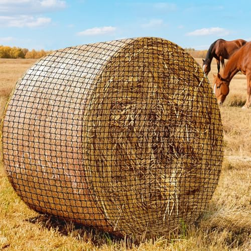 LIROPAU Filet à foin rond - Diamètre : 180 cm - Hauteur : 180 cm - Filet à nourriture à mailles serrées - Résistant à l'usure - Pour chevaux - Diamètre de la balle ronde - Dimensions des mailles : 4,5