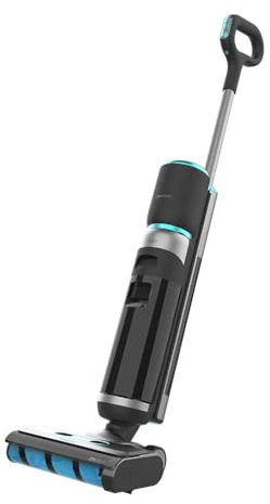 Cecotec Fregona Eléctrica sin Cable con Base de Autolimpieza FreeGo Wash&Vacuum Elite. 200W, Friega y Aspira a la Vez, Autonomía 35mins, Rodillo Absorbente, Depósito Agua Limpia 700ml y Sucia 700 ml