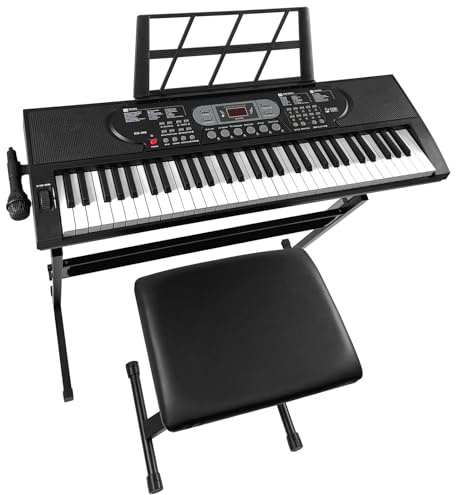 Jacgood 61 Tasten Keyboard Piano für Anfänger | Digital Keyboard mit Ständer & Hocker, Tablet-/Notenablage, Mikrofon, 300 Klänge, 3 Lernmodi für Anfänger.