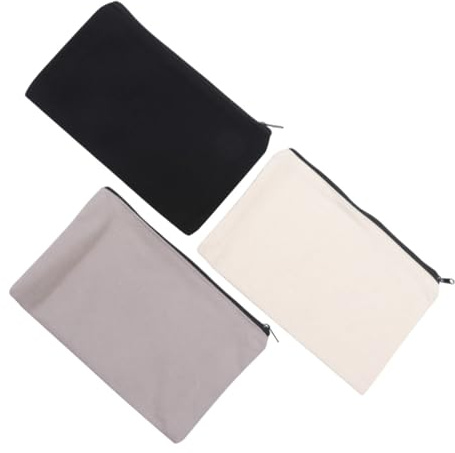 EPIGEIST Federmäppchen Waschbar und Multifunktional 12 Stück Schwarze Canvas mit Reißverschluss für Stifte und Kosmetik im Alltag oder Schule