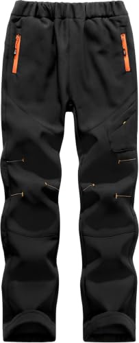 Mnking Pantalones Esqui Nieve Trekking Impermeables Forro Polar Invierno | Calentar Pantalon Montaña Niño Niñas Senderismo Softshell al Aire Libre