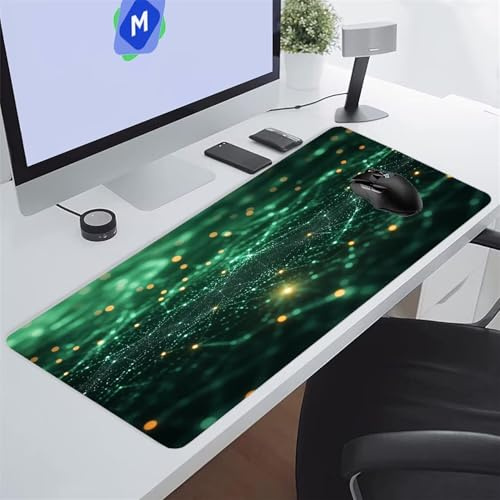 Tappetino Mouse XXL Gaming 1200x600x2 mm Linea Verde Tappetino per Mouse Grande Cuscinetto per Tastiera Grande da Scrivania Gaming Mousepad Lavabile per Ufficio e casa