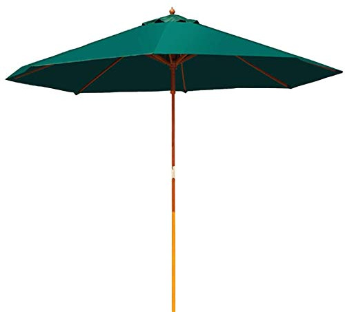 DX26TS 2.7m/9ft Patio Outdoor Market Table Umbrellas Shade Garden Parasol Umbrella with Wooden Pole, for Deck, Backyard, Pool, Beach (Color : (Khaki) (Green)