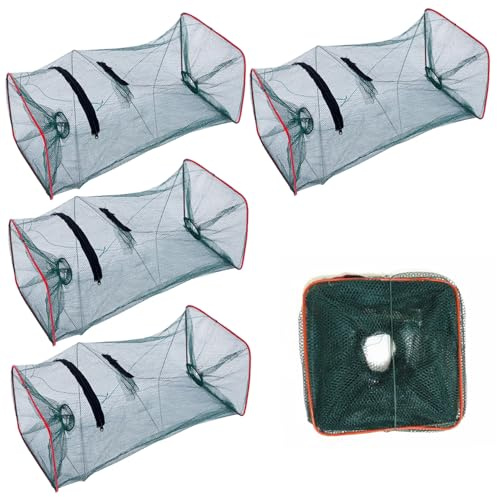 4 st fiskfälla 40 x 20 cm vikbar bärbar robust nylon krypfiskfälla hopfällbart gjutnät återanvändbara fisketillbehör juldekor