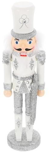 DIYEAH Cascanueces Navideño de Madera Plateado Figura Decorativa Tradicional para Escritorio y Ventanas Manualidades Festivas para Navidad