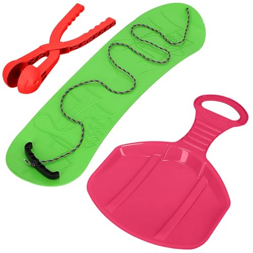 KOTARBAU® Snowboard För Barn - 68x20cm - Grön Röd Rosa - PVC - Plastpulka - 34x53cm - Snöbollsmaskin - Vinterpulka - Barnsläde - Snöbollstillverkare för Barn - Snöglidare - Barnsnowboard - Kälke