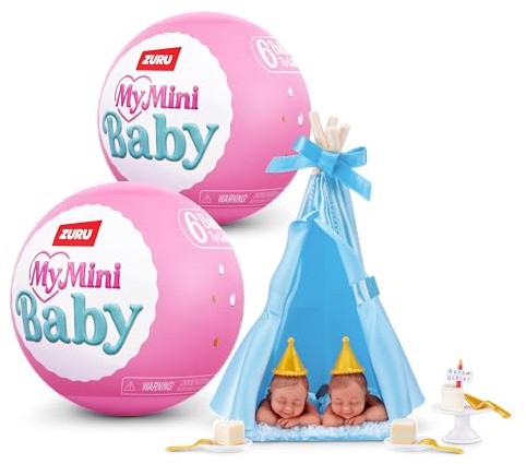 My Mini Birthday Series 1 (2 Pack) von ZURU – Sammlerstück Mystery‑Kapsel‑Baby‑Puppe mit Geburtstagsparty‑Thema, Zubehör und Spielset. Unpack Festliche Überraschungen für Mädchen und Sammler
