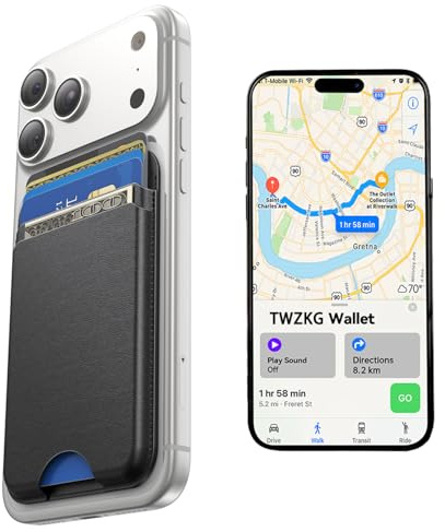 TWZKG for MagSafe Wallet, Works with Apple Find My,5 Card Holder, Slim Magnetic Phone Wallet for iPhone 17/16/15/14/13/12 Pro Max Plus Air, RFID Blocking Vegan Leather,Black