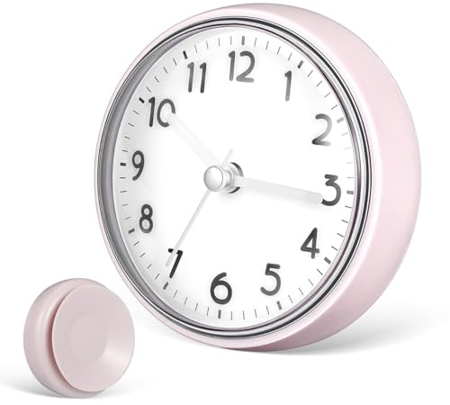 Zerodeko Reloj De Ducha con Ventosa Reloj De Baño Impermeable Pequeño De Pared para Ducha Cocina Hotel Y Piscina 2.95 X 2.95 X 1.57 in