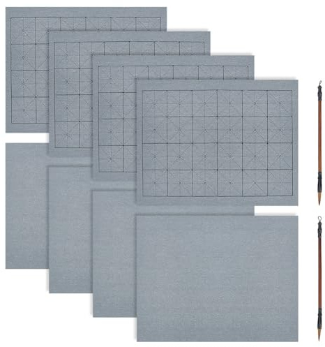 OLYCRAFT 8pz Telo Scrittura ad Acqua 2 Stili Panno di Scrittura ad Acqua Riusabile Carta Acque Calligrafia Set Calligrafia Cinese Senza Inchiostro con 2 Pennelli Calligrafie per Pratica Principianti