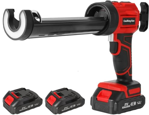 Cordless Caulking Gun for Makita 18V Battery, Silicone Sealant Gun with 2x2000mAh-Batteries, LED Light, 4 Adjustable Speed,Electric Caulking Gun for 300ml Cartridges for Sealing,Filling (red)