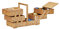 Relaxdays Cestino scatola cucito bambù XXL tanti scomparti apribile porta-cucito vuoto HLP 30 x 44 x 22 cm beige