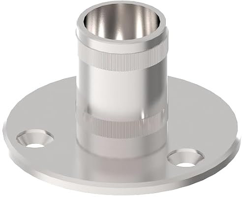 Sellon24® Edelstahl Bodenflansch Bodenanker Rundrohr Rohr Flansch Bodenhalter Wandhalter Ankerplatte Ø42,4 mm Geländer Pfosten Steckfitting Bodenhülse