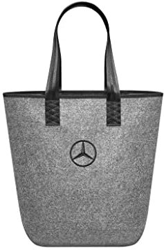 Mercedes-Benz Collection Einkaufstasche in grau | Einkaufstasche aus Filz | Farbe: grau/silber | Maße: ca. 26 x 14 x 40 cm | Innentasche mit Reißverschluss und Karabinerhaken