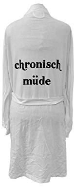 Bathrobe Print Robe Coat Sauna Chronisch Müde White Size German Germany