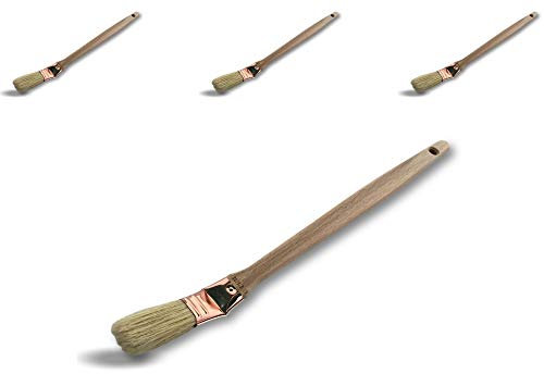 KIBROS 340P_20cx3 | Set di 3 | Pennello piatto testa angolato per pittura radiatori | Larghezza 20 mm | Imbottitura in seta bianca | ghiera ramata | manico in legno | angoli persiane tubi, bordi