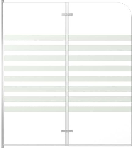 vidaXL Mampara de Ducha de Templado a Rayas Baño Paneles Plegables Cristal Accesorios de Bañera Apertura Central Mate Parcial 120x140 cm Vidrio