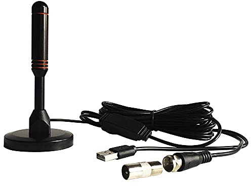 DollaTek Indoor Digital HDTV förstärkt sugkoppsbasantenn, stöder 4K HD VHF UHF för lokala kanaler 100+ mils räckvidd med switchande förstärkarsignalförstärkare