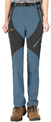 YSENTO Damen Outdoor Wanderhose Wasserdicht Softshellhose Fleece Gefüttert Warm Winter Trekkinghose Skihose