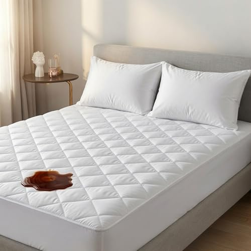 Cotton Comfort Bedding Waterproof Mattress Protector Double 4-Layer Quilted Double Mattress Protector 30cm Deep Pockets Ultra Soft Noiseless & Breathable Waterproof Mattress Cover
