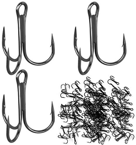FORYNXHWIN 50 Stück Drillingshaken Set, Treble Angeln Haken, Drillinge Angelhaken Kohlenstoffstahl, Drillingshaken Super Scharfe