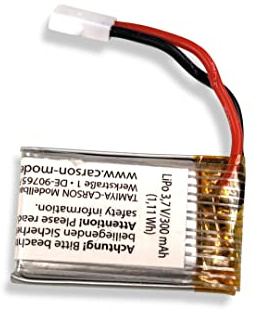 Carson 500608245 3,7V/300mAh LiPO Ersatzakku für RC Quadcopter, Zubehör, RC Akku, Ersatzakku, RC Zuebhör, Akku für RC Helikopter