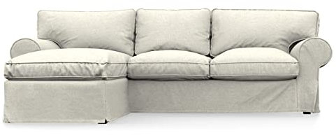 COMFORTLY IKEA 2-Sitzer Sofa mit Chaiselongue rechts/links, Ersatzbezug, handgefertigt, kompatibel mit EKTORP Ecksofa, nur Bezüge (strapazierfähig, cremefarben)