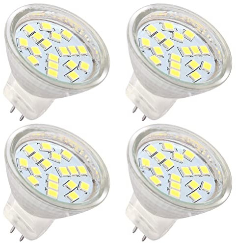 HRYSPN GU4 mr11 led 12v 24V 4W Kaltweiß 6000K, ersetzt 35W Halogenlampen geeignet für Zuhause, Landschaft, eingebettet, Schienenbeleuchtung (4 Stück)