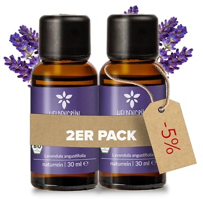 Heldengrün® BIO Lavendelöl [100% NATURREIN] Ätherisches Öl 2x30 ml | Lavandula angustifolia · floral, frisch & voller Seele · Bio-zertifiziert (DE-ÖKO-005) · Deutsches Startup