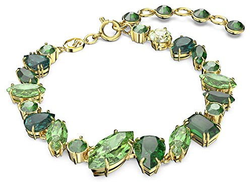 Swarovski Gema Armband, Vergoldetes Damenarmband mit Grünen, Strahlenden Swarovski Kristallen