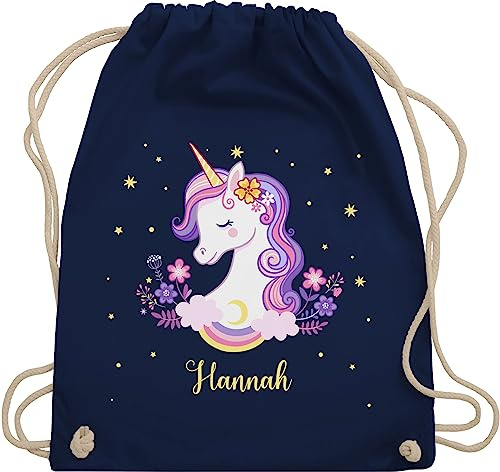 Turnbeutel Rucksack - Einhorn Geschenk Einhörner I Unicorn - Unisize - Navy Blau - personalisierte geschenke mädchen einhornrucksack unicorns name beutel wechselbeutel kita kinderturnbeutel
