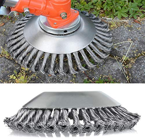 TMBMLPP 180mm Knotted Wire Grass Trimmer Cutter Head, Metal Lawn Mower Weeding Tray, Strimmer Brush Head, Strimmer Wire Brush Head, for Garden Lawn Overgrown Area (Bore Diameter 25.1mm)