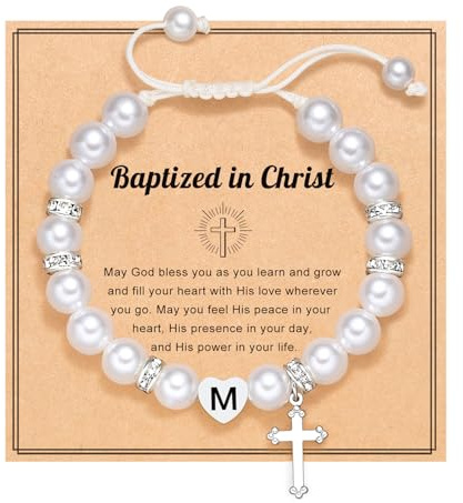 UNGENT THEM Baptism Gifts for Girl, Catholic Christening Religious Christian Easter Gifts Cross Bracelet for Girls Goddaughter