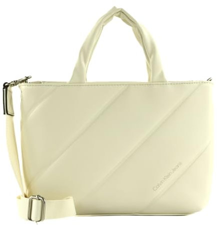 Calvin Klein Damen Quilted Micro EW TOTE22 Tasche, weiß-White (White)