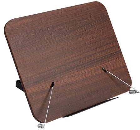MSDADA Supporto per Lettura, Leggio Legno, Espositore Libri, Appoggia Libri, Contabile per Leggere, Regolabile, Pieghevole, per Appunti, Ricette, iPad (Marrone)