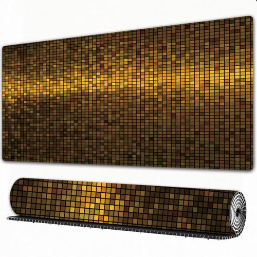 EOMKSE Mauspad Verlängertes großes Mauspad Schreibtischauflage,genähte Kanten Mauspad,Gummibasis,Goldene abstrakte Lichter Disco-Hintergrund. Quadratisches Pixelmosaik.,Gaming-Mauspad,40x90 cm