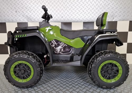 Elektrisk fyrhjuling, 6 år, 4 motorer med 24 V, från 3 till 8 år, armégrön