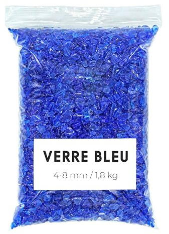 Landare Zerkleinertes Glas Blau 1,8 Kg - Zerbrochenes Glas - Glasscherben - Zerkleinertes Glas für Bastelarbeiten (4-8 mm) (Blau)