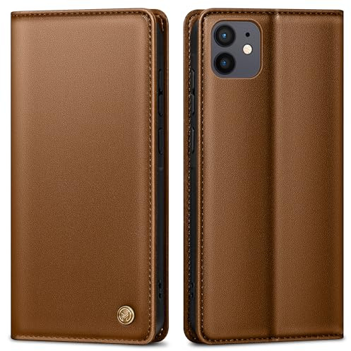 AIMOYU Handyhülle für iPhone 12 Hülle,Premium Lederhülle Schutzhülle Tasche für iPhone 12 Pro Hülle Wallet Kartenfach Standfunktion Klappbar Flip Case für iPhone 12/12 Pro Hülle,Braun