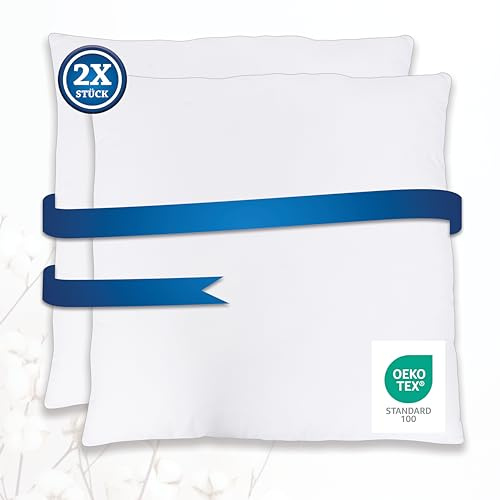 Halley Bedding Premium 3D Mikrofaser Kissen, 100% Baumwolle, 80x80 cm, 2er Set (850g Füllung), Ergonomisch & Stützend, Nacken- & Wirbelsäule Komfort, Atmungsaktiv & Weich