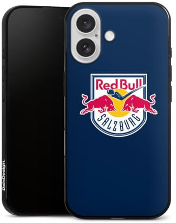 Slim Case extra dünn kompatibel mit Apple iPhone 16 Silikon Handyhülle schwarz Hülle EC Red Bull Salzburg Offizielles Lizenzprodukt Eishockey