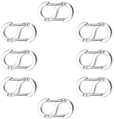 YOURKAY 8PCS Doppelöffnungs-Verschluss Kettenverschluss, Edelstahl-S-Lock-Armband-Verbindungsstück, Halsketten-Clip für Ohrring Schmuck DIY