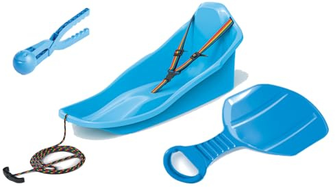 Tymar Trineo Bob infantil con pinzas para bolas de nieve y quitanieves, niños, bebé (TopoSET; azul)