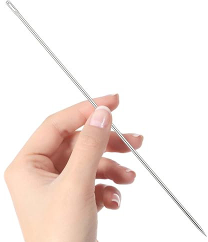 Yuanchu Agujas de coser largas de 7,8 pulgadas, agujas de coser con ojal grande, agujas de coser de cuero, agujas de coser a mano largas para el hogar, tapicería de cuero, alfombra de bordado