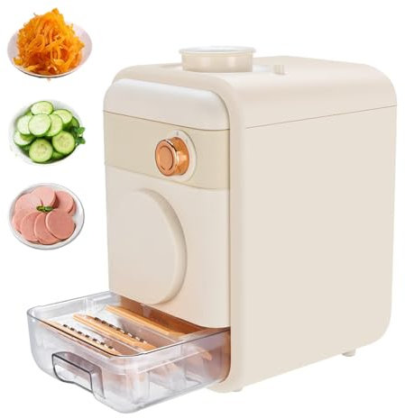Cajón de Almacenamiento Incorporado para procesador de Alimentos, rallador de Queso Giratorio automático, 92 mm de diámetro Grande, con 6 Cuchillas reemplazables, Carga USB, para Queso, Verduras