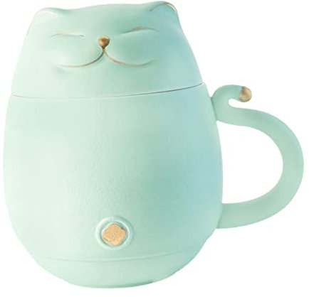 Cabilock Tazza Da Tè in Ceramica Con Design A Forma Di Gatto Coperchio Con Infusore Adorabile Tazza Da Bere A Forma Di Gatto Per Ragazze E Alla Rottura