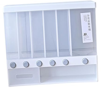 Gralara Contenedor de Almacenamiento de dispensador de Cereal 10L 6 Compartimento Dispensador de Alimentos Secos Máquina de dispensador de arroz para nueces